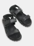 Whistles Ria Sporty Velcro Strap Leather Sandals, Black