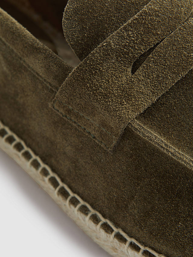 Reiss Cannes Suede Espadrille, Olive