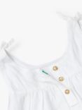 Benetton Kids' Linen Blend Ruffle Bow Detail Dress, Optical White