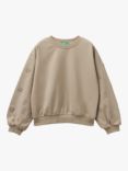 Benetton Kids' Floral Embroidered Crew Neck Sweatshirt