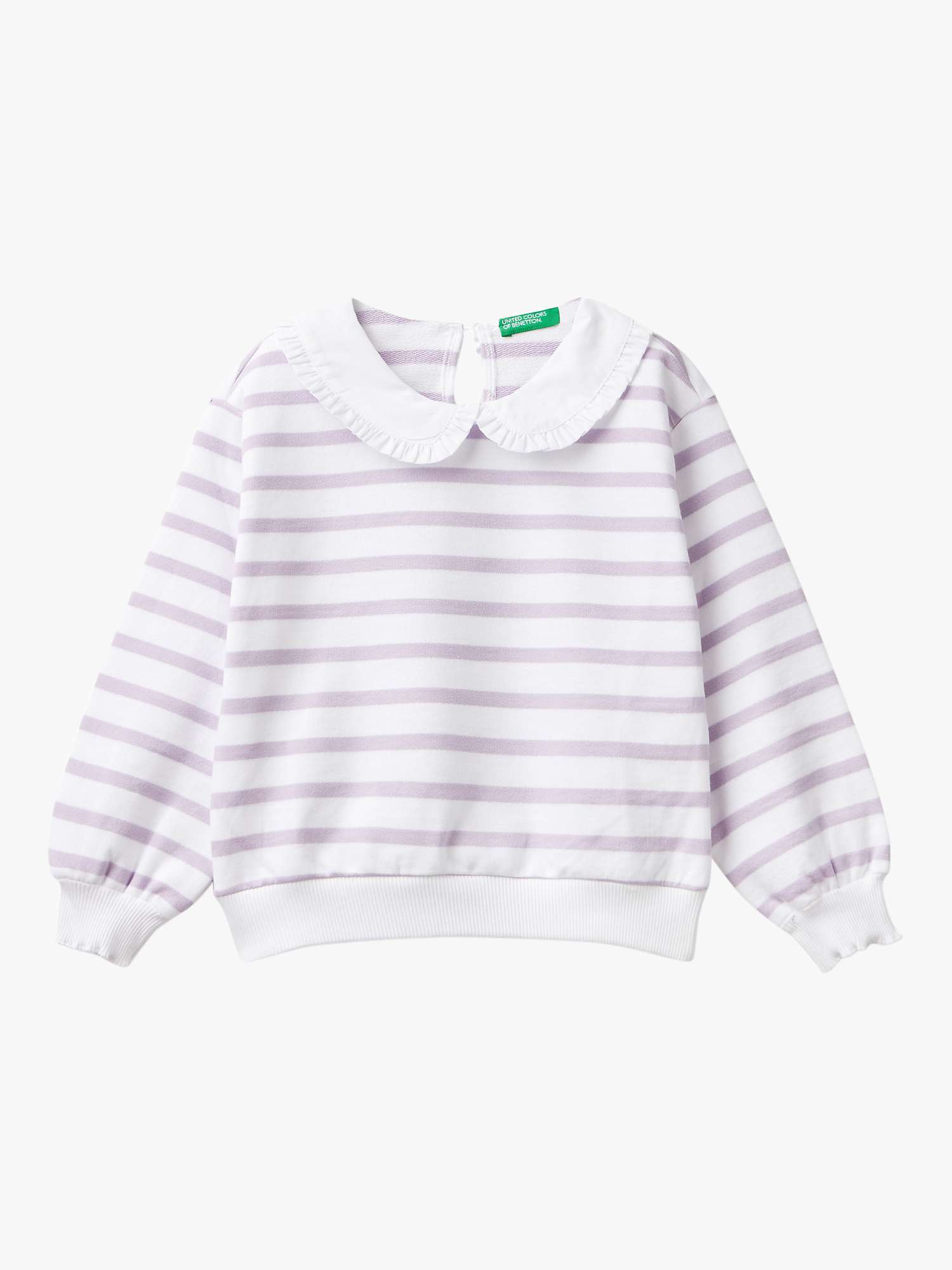 Buy Benetton Kids' Stripe Ruched Collar Sweatshirt, Lilac/Multi Online at johnlewis.com