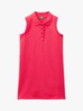 Benetton Kids' Polo Sleeveless Dress, Magenta Red