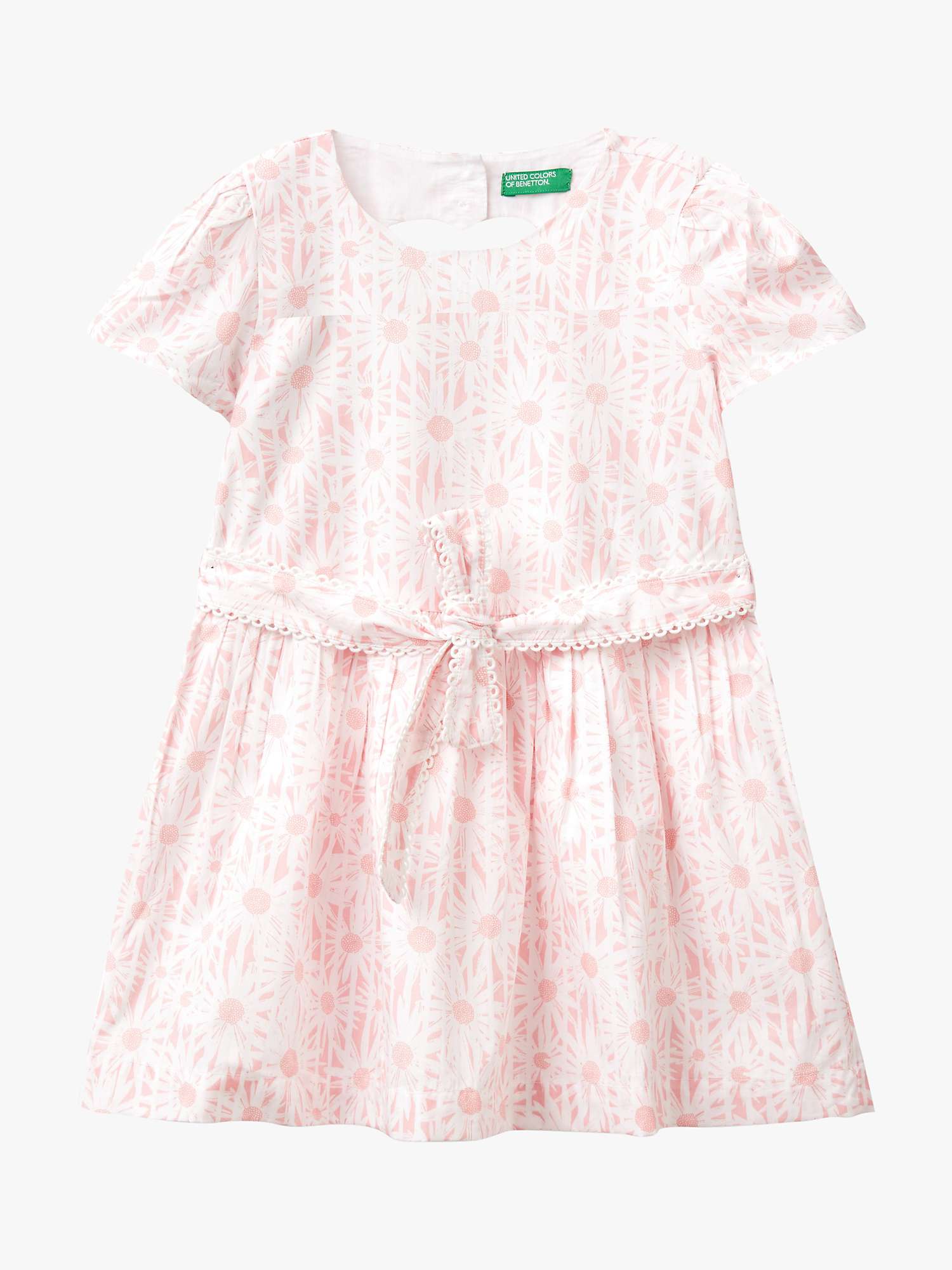 Buy Benetton Kids' Cotton Poplin Daisy Stripe Dress, Pink Online at johnlewis.com