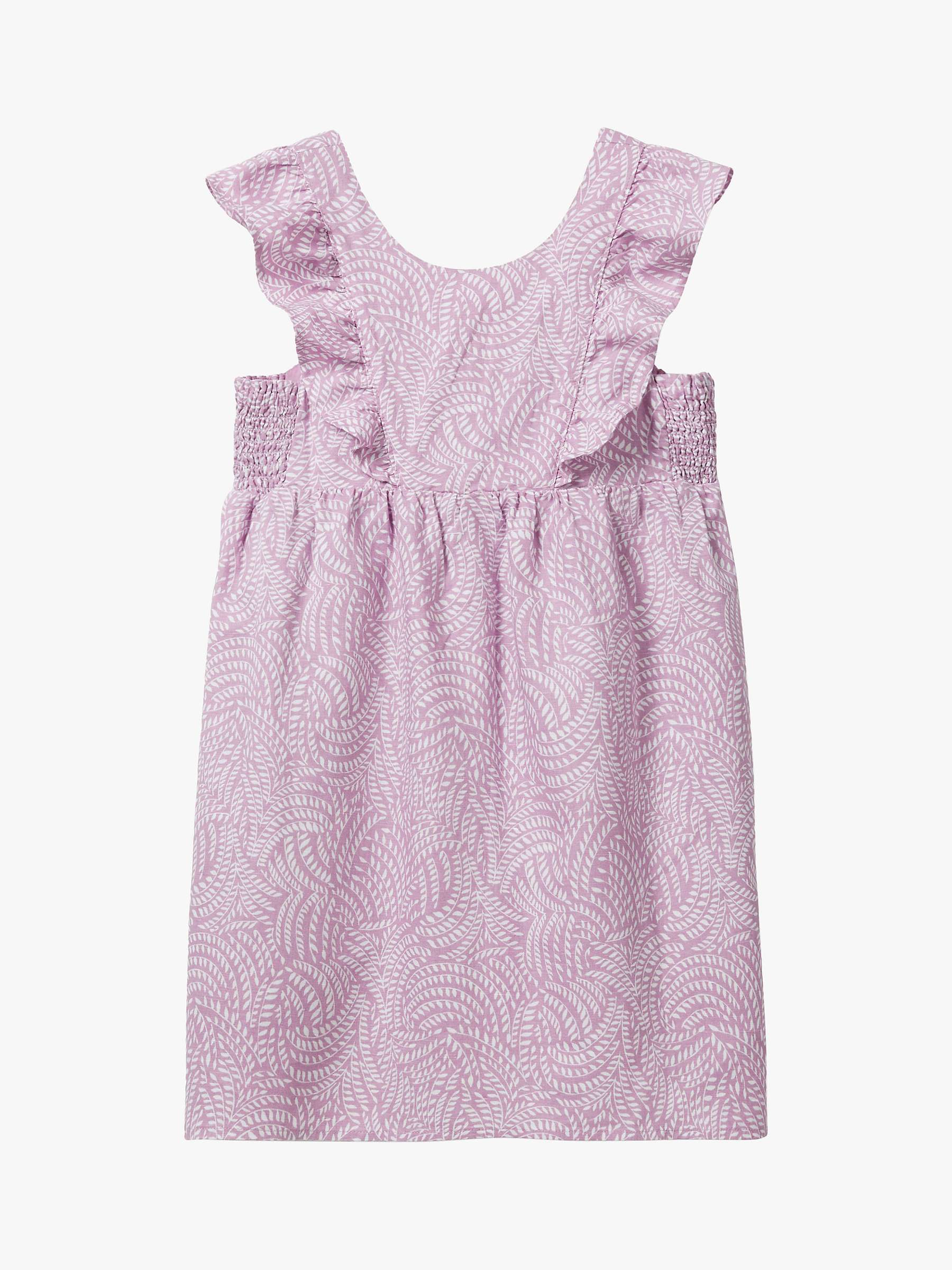 Buy Benetton Kids' Linen Blend Abstract Leaf Print Dress, Lilac/Multi Online at johnlewis.com