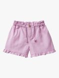 Benetton Kids' Linen Blend Drawstring Shorts, Lilac