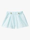 Benetton Kids' Geometric Print Linen Blend Shorts, Blue/Multi