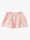 Benetton Kids' Floral Print Linen Blend Shorts, Pink/Multi