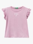 Benetton Kids' Pretty Ruffle Short Sleeve T-Shirt, Lilac