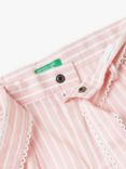 Benetton Kids' Poplin Macrame Detail Stripe Trousers, Pink
