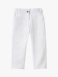 Benetton Kids' Drill Elastic Waist Trousers, White