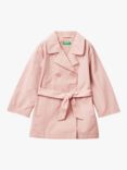 Benetton Kids' Double Breasted Trench Coat, Dark Powder