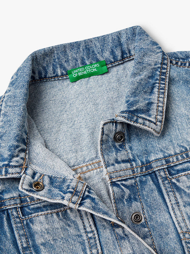 Benetton Kids' Ruffle Detail Denim Jacket, Sky Blue