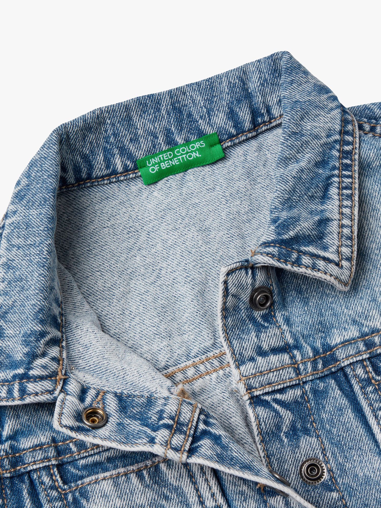 Buy Benetton Kids' Sleeveless Frill Denim Jacket, Blue Online at johnlewis.com