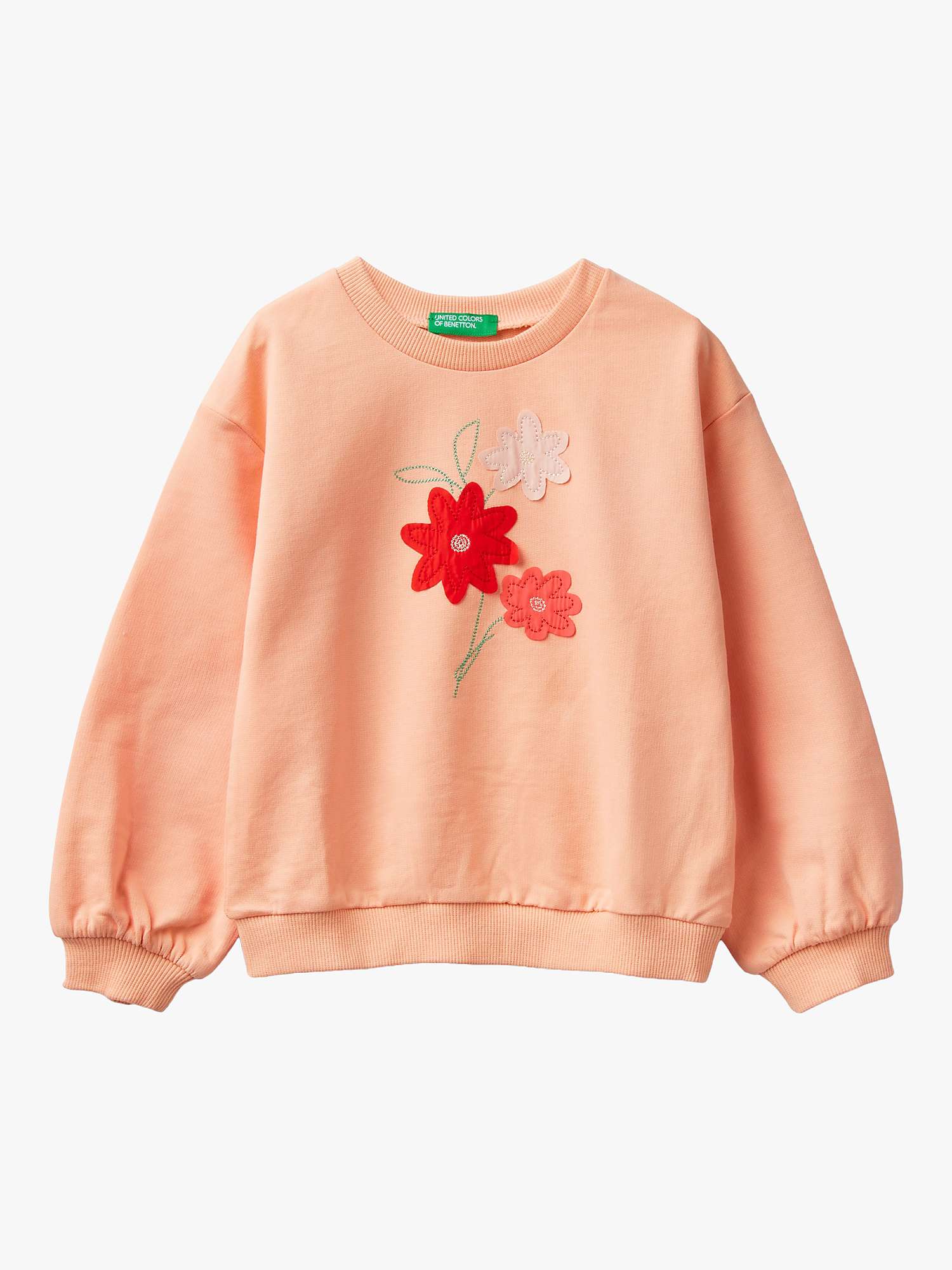 Buy Benetton Kids' Floral Embroidered Jumper, Dark Powder Online at johnlewis.com