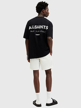 AllSaints Underground Logo Swim Shorts, Chalk White/Green
