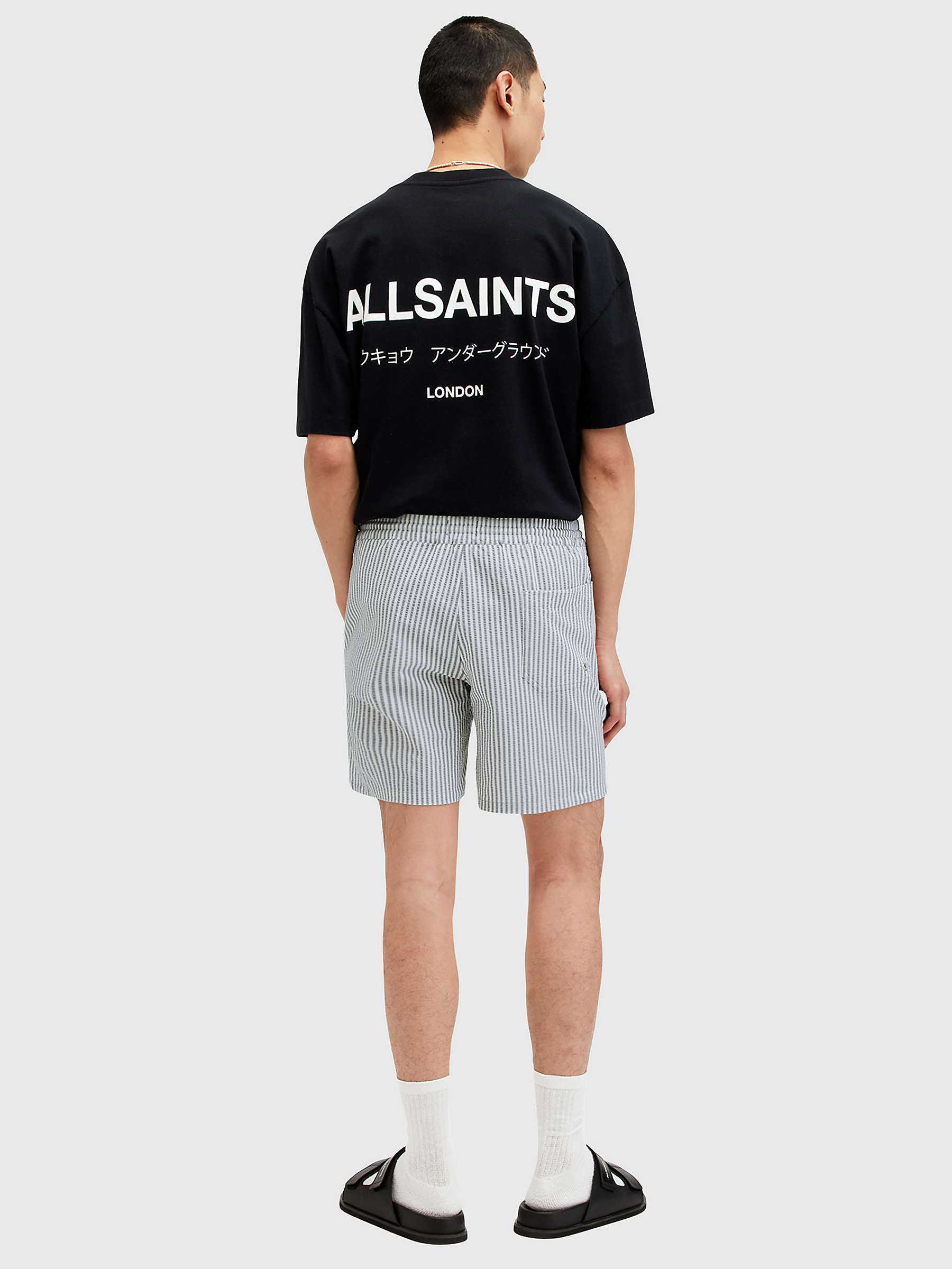 Buy AllSaints Warden Stripe Swim Shorts, White/Grey Online at johnlewis.com