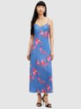 AllSaints Bryony Iona Floral Midi Dress, Neon Pink/Blue