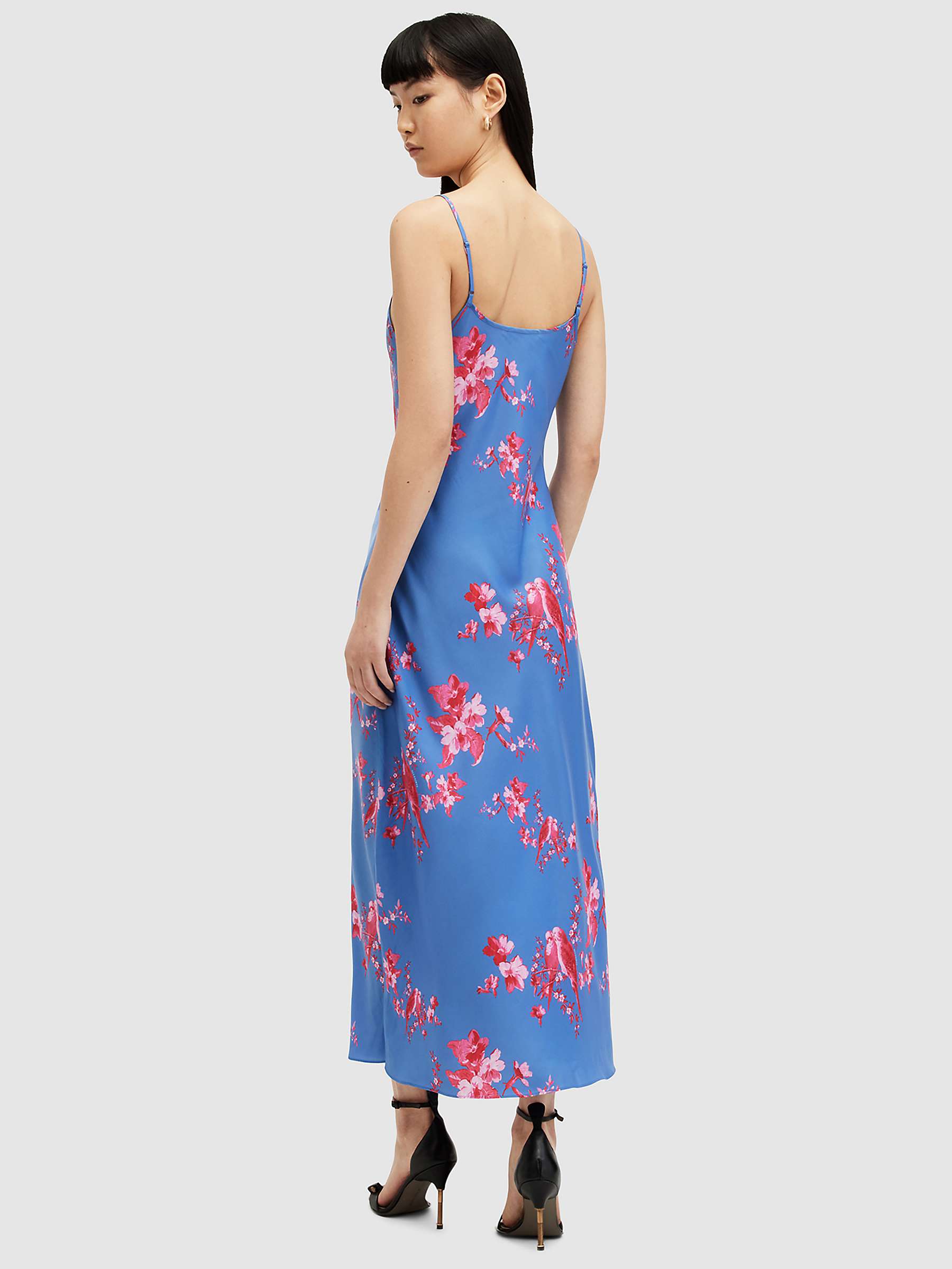 Buy AllSaints Bryony Iona Floral Midi Dress, Neon Pink/Blue Online at johnlewis.com