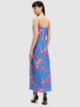AllSaints Bryony Iona Floral Midi Dress, Neon Pink/Blue