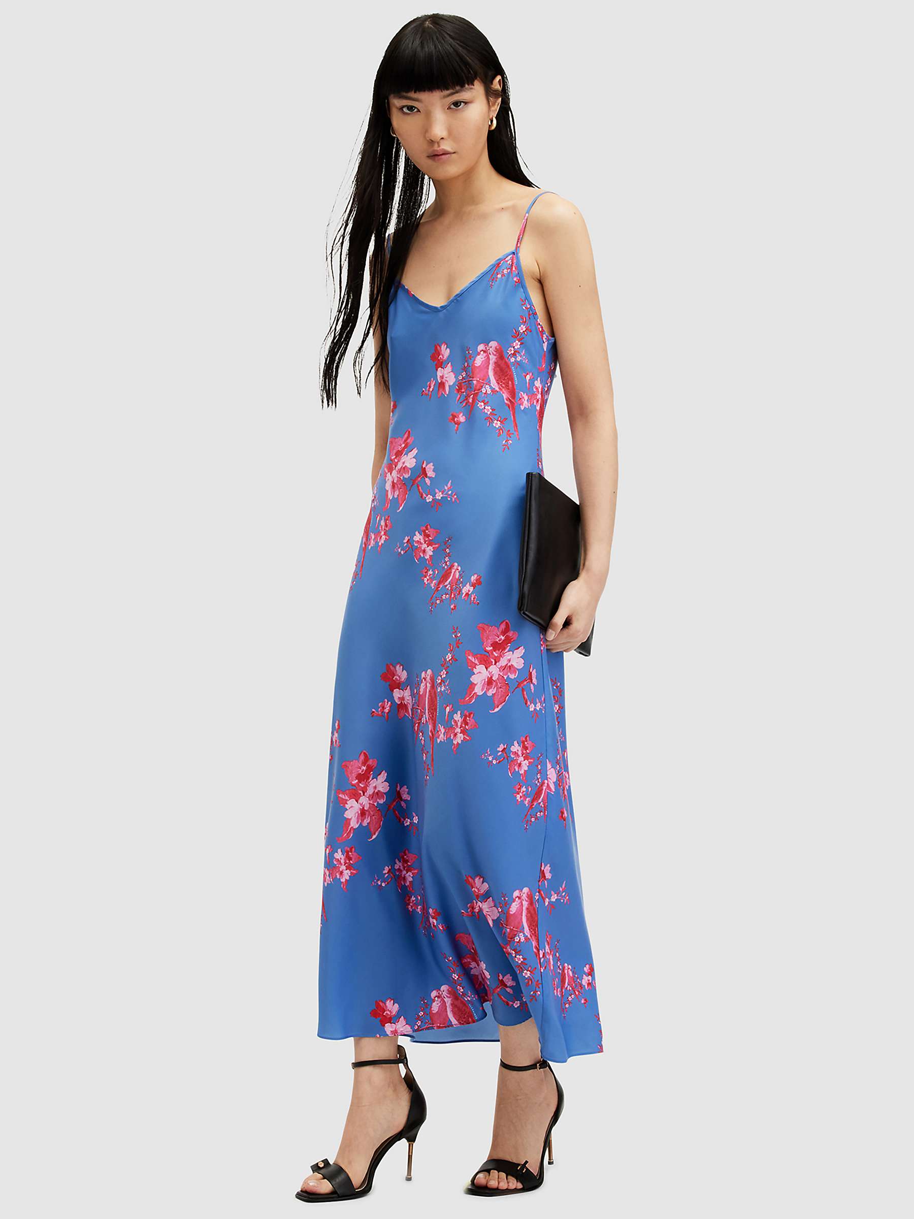 Buy AllSaints Bryony Iona Floral Midi Dress, Neon Pink/Blue Online at johnlewis.com