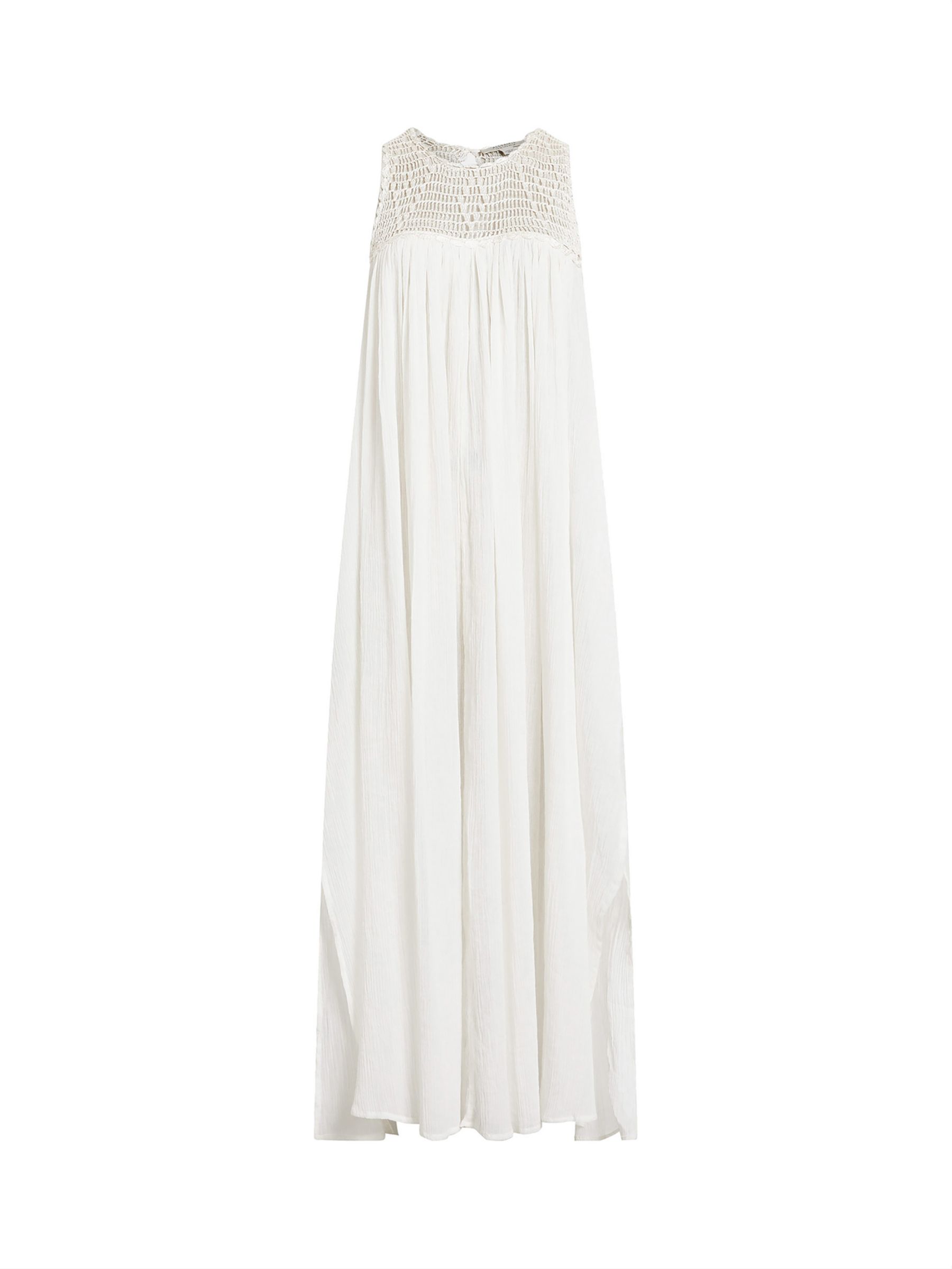 AllSaints Corrs Organic Cotton Midaxi Dress, Chalk White, 10