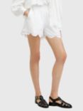 AllSaints Etti Scallop Trim Organic Cotton Shorts, Off White