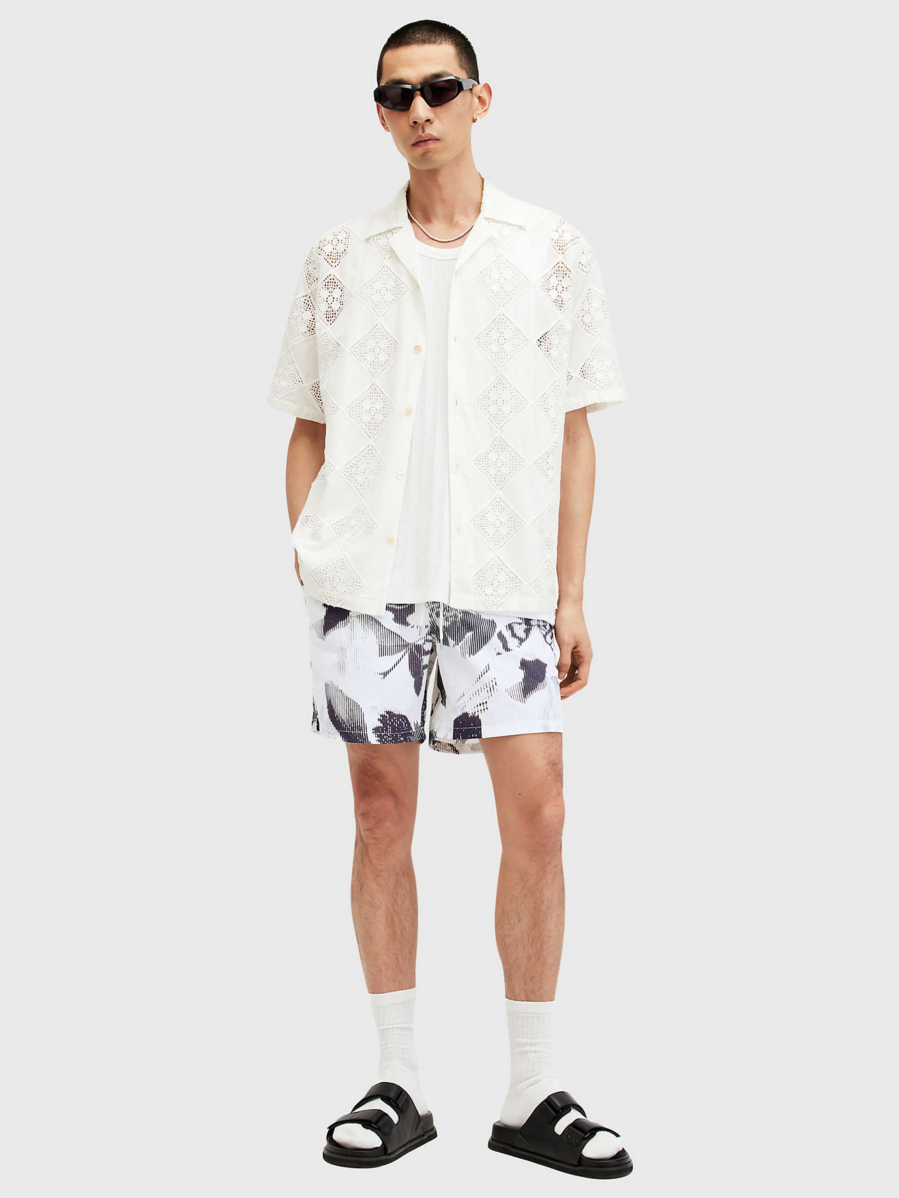 Buy AllSaints Frequency Swim Shorts, White/Multi Online at johnlewis.com