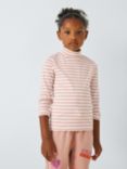 John Lewis ANYDAY Kids' Stripe Funnel Neck Top, Pink