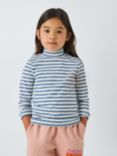 John Lewis ANYDAY Kids' Stripe Funnel Neck Top, Blue