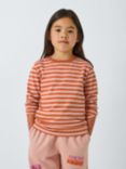 John Lewis ANYDAY Kids' Stripe Long Sleeve Top, Pink/Orange