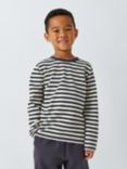 John Lewis ANYDAY Kids' Stripe Long Sleeve Top, Black/Gardenia