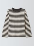 John Lewis ANYDAY Kids' Stripe Long Sleeve Top, Black/Gardenia