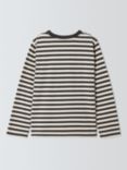 John Lewis ANYDAY Kids' Stripe Long Sleeve Top, Black/Gardenia