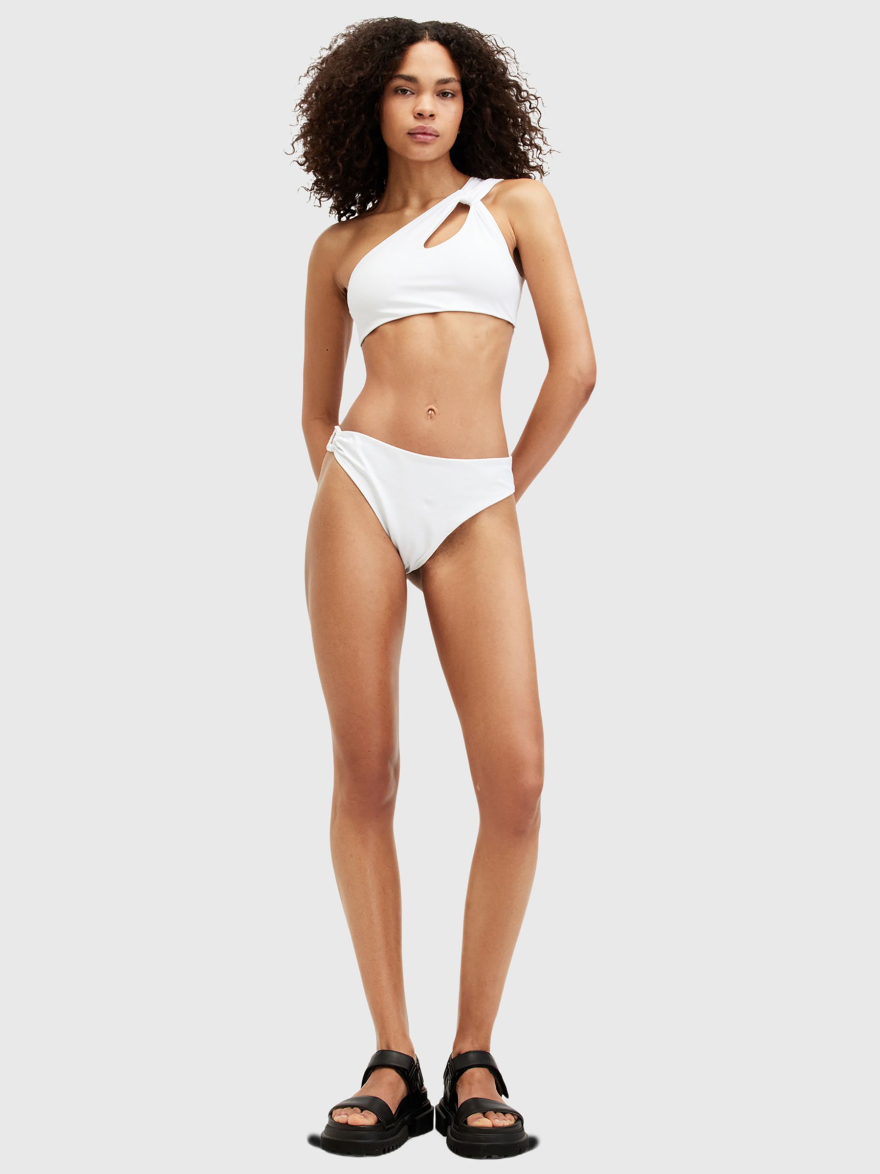 AllSaints Kayla Asymmetric Bikini Top, White, L
