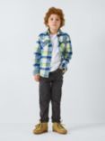 John Lewis Kids' Flap Pocket Plaid Check Shirt, Blue/Multi