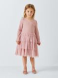 John Lewis Kids' Ribbed Tulle Dress, Dusky Pink