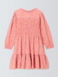 John Lewis Kids' Floral Shirred Crinkle Dress, Cedar Pink