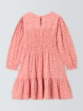 John Lewis Kids' Floral Shirred Crinkle Dress, Cedar Pink