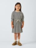 John Lewis ANYDAY Kids' Dog Stripe Jersey Dress, Black/Gardenia