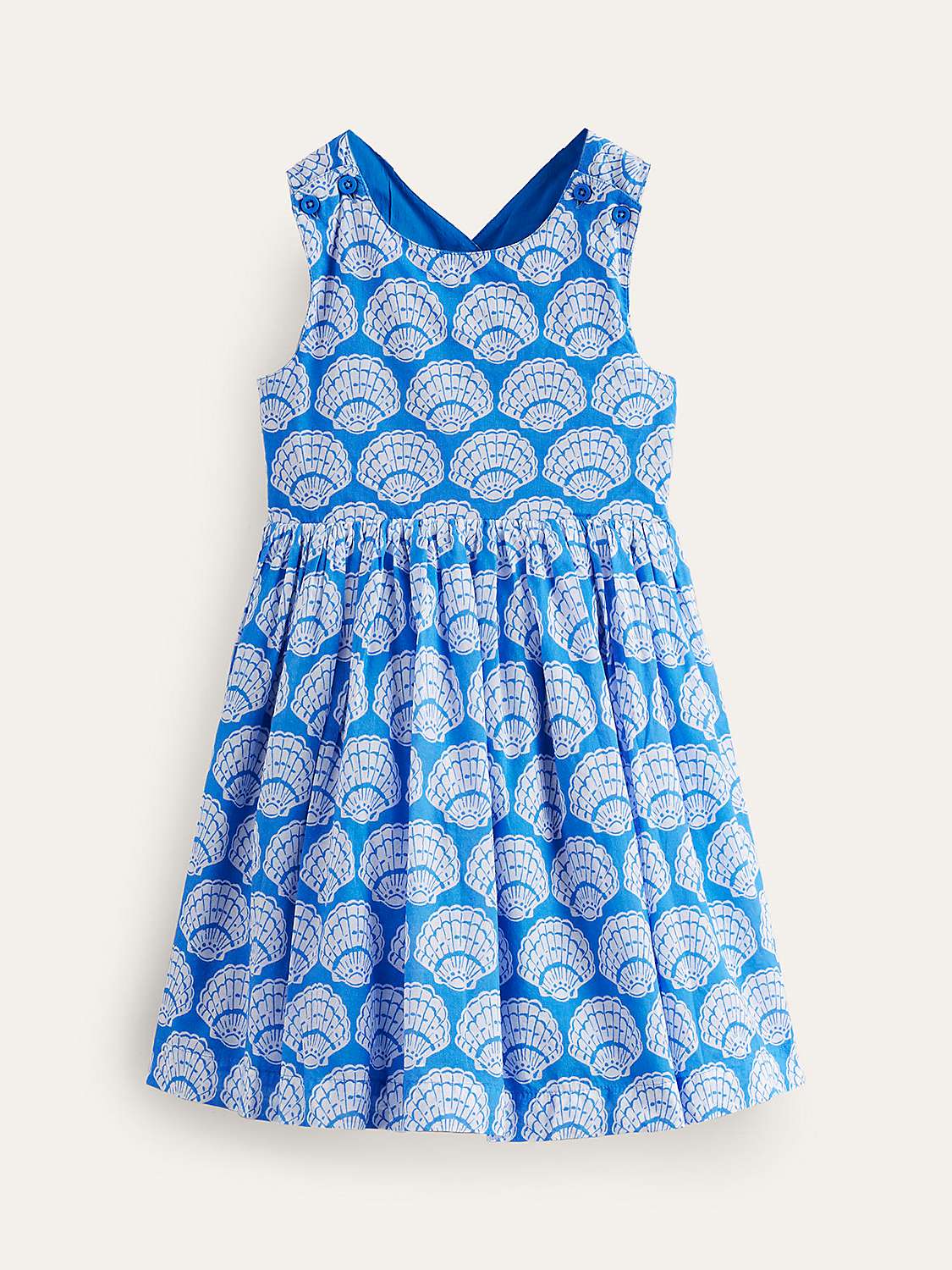 Buy Boden Kids' Cross Back Seashells Dress, Blue Online at johnlewis.com
