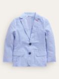 Mini Boden Kids' Seersucker Cotton Blazer, Blue/Ivory