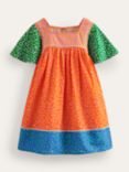 Mini Boden Kids' Colour Block Leopard Print Lightweight Holiday Dress, Multi, Multi