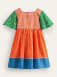 Mini Boden Kids' Colour Block Leopard Print Lightweight Holiday Dress, Multi, Multi