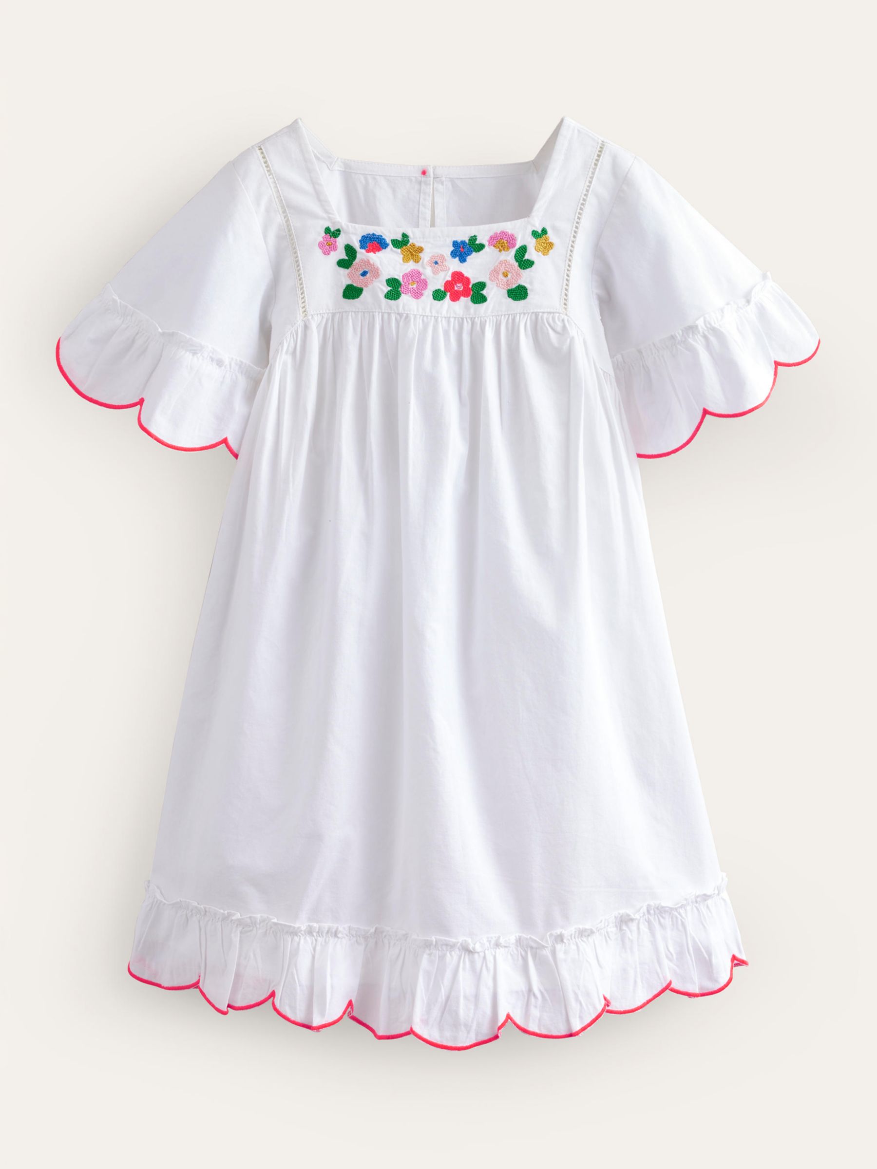 Buy Mini Boden Kids' Lightweight Holiday Floral Dress, White/Multi Online at johnlewis.com
