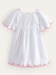 Mini Boden Kids' Lightweight Holiday Floral Dress, White/Multi