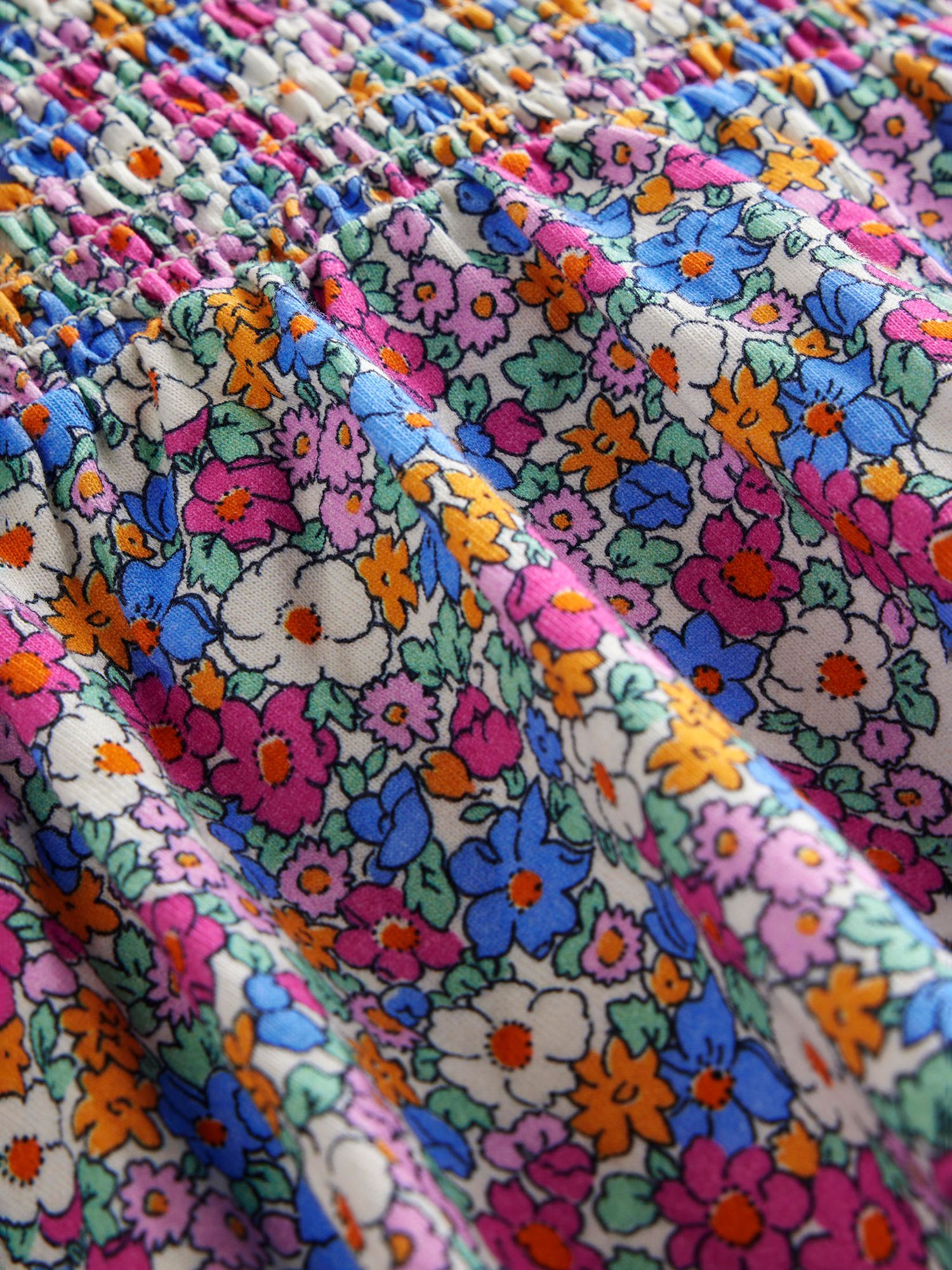 Buy Mini Boden Kids' Floral Shirred Jersey Dress, Pink Nautical Online at johnlewis.com
