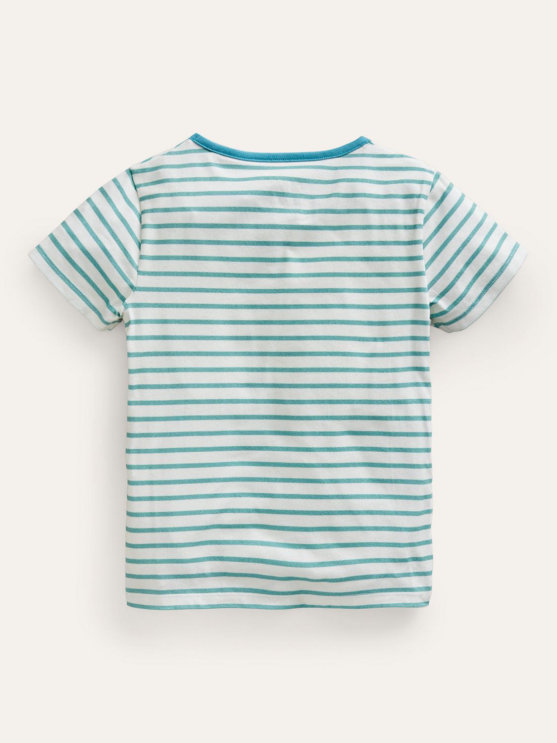 Mini Boden Kids' Ice Cream Cat Applique Stripe T-Shirt, Blue, 2-3 years