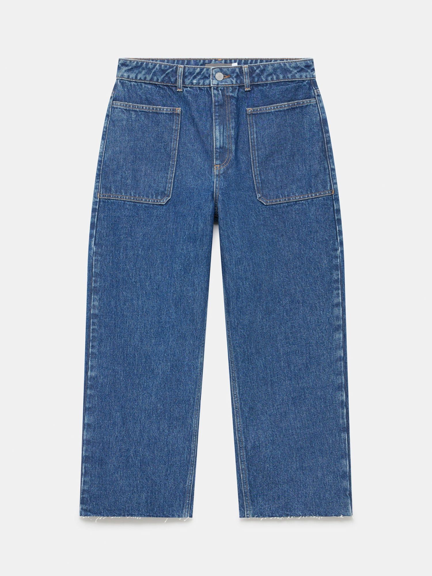 Mint Velvet Crop Wide Leg Jeans, Blue, 6R