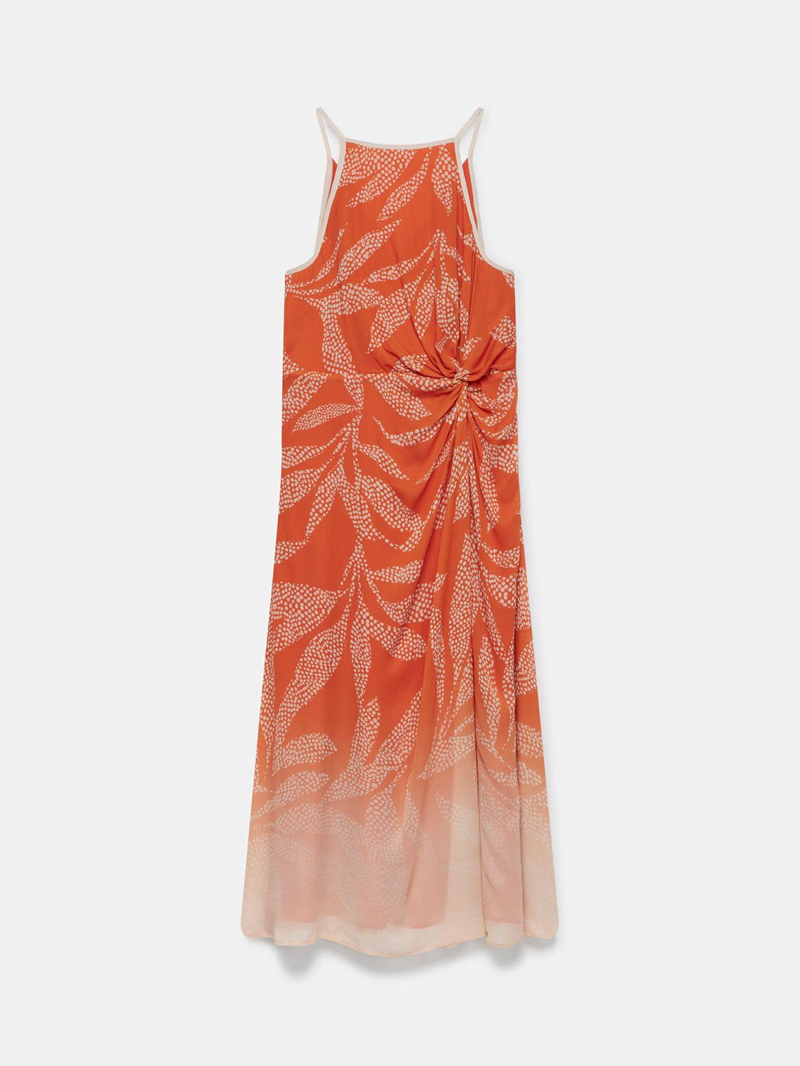 Mint Velvet Halterneck Floral Midi Dress, Orange/Multi, 6