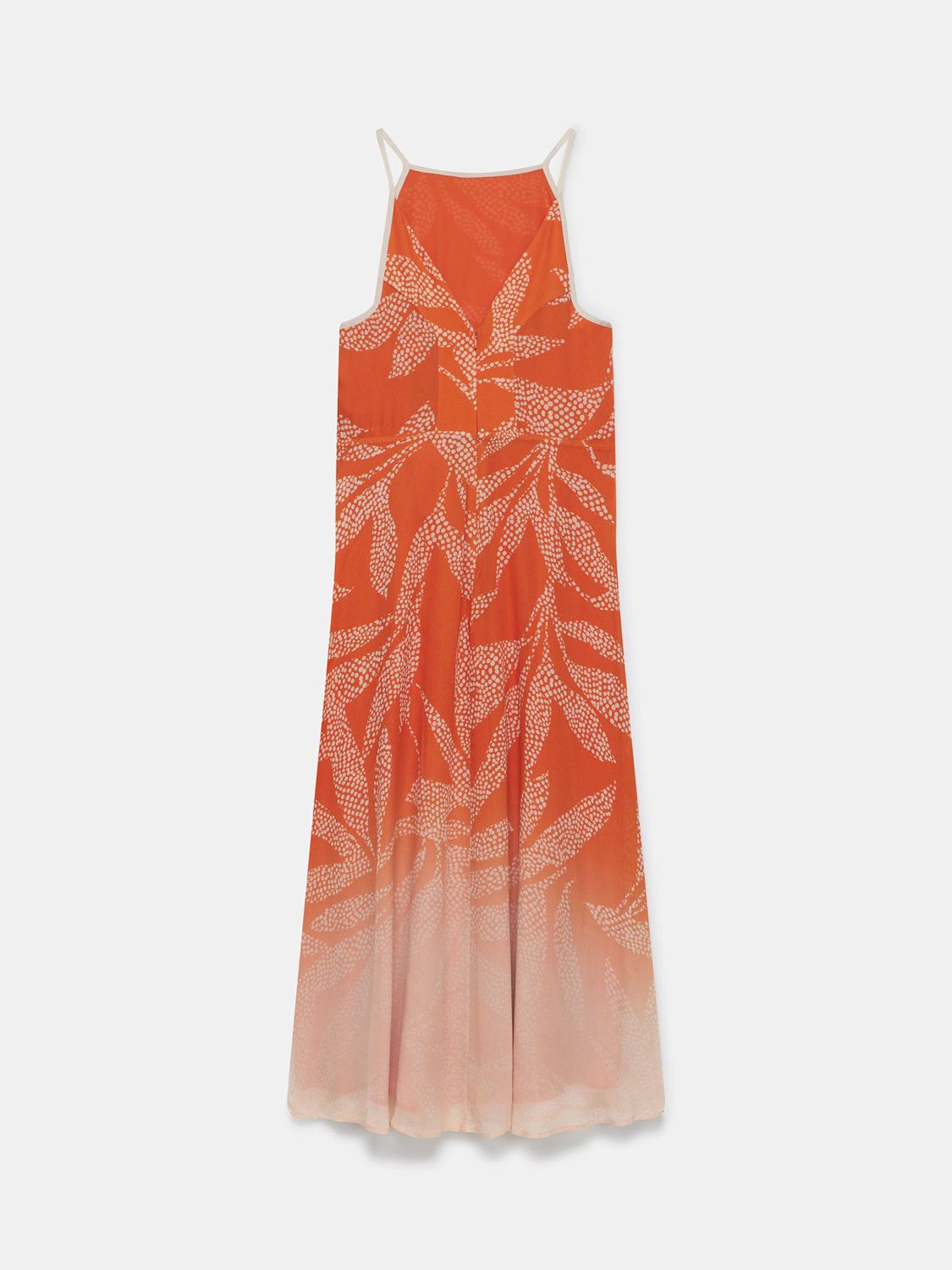Mint Velvet Halterneck Floral Midi Dress, Orange/Multi, 6